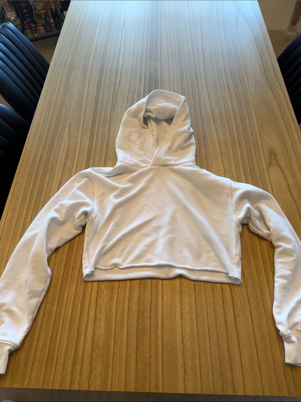 Aritzia White Cropped Fleece Hoodie